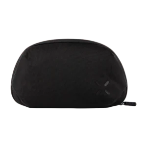 Black smell-proof stash bag with minimalist design and discreet logo on front.
